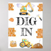 Schattigee Waterverf Bouw Verjaardag Poster (Voorkant)