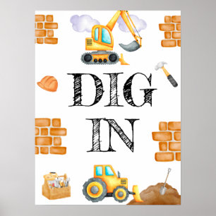 Schattigee Waterverf Bouw Verjaardag Poster