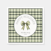 Schattigee Waterverf Bow Green Plaid Xmas Papier S Servet (Voorkant)