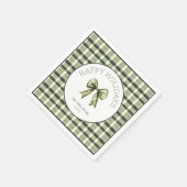 Schattigee Waterverf Bow Green Plaid Xmas Papier S Servet (Hoek)