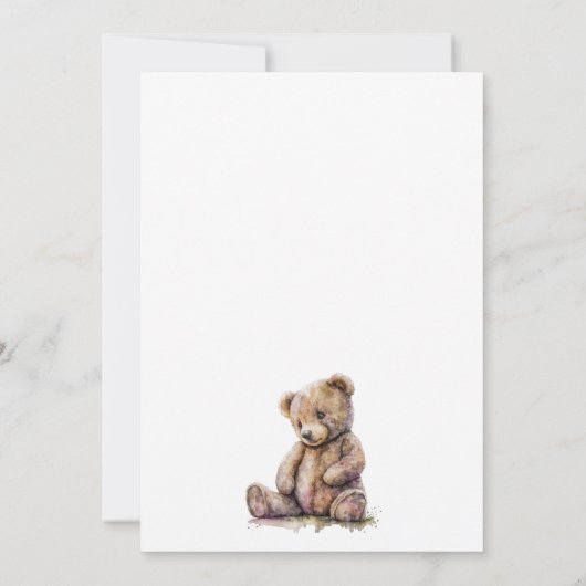 Schattigee Waterverf Bowtie Teddy Bear Baby shower Kaart (Achterkant)