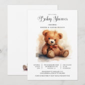 Schattigee Waterverf Bowtie Teddy Bear Baby shower Kaart (Voorkant / Achterkant)
