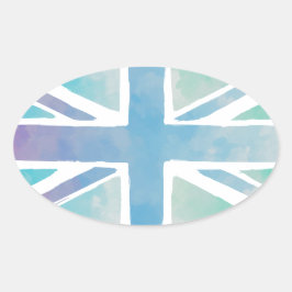 Schattigee Waterverf Britse vlag Ovale Sticker