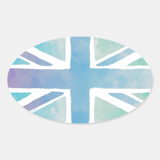 Schattigee Waterverf Britse vlag Ovale Sticker (Voorkant)