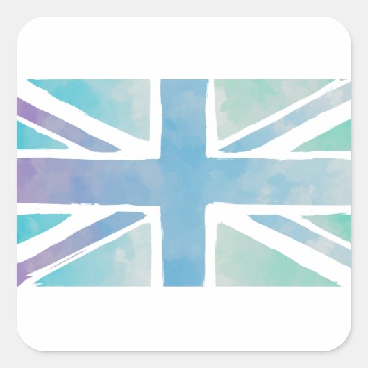 Schattigee Waterverf Britse vlag Vierkante Sticker (Voorkant)