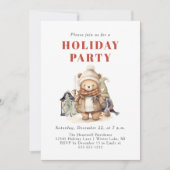 Schattigee Waterverf Brown Beer Holiday Party Kaart (Voorkant)