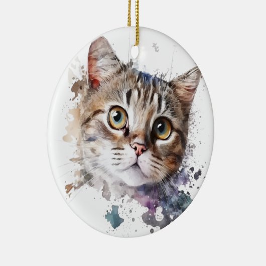 SCHATTIGEE WATERVERF BRUIN TABBY KITTEN KERAMISCH ORNAMENT (Rechts)