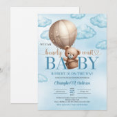 Schattigee waterverf bruine teddybeer heteluchtbal kaart (Voorkant / Achterkant)