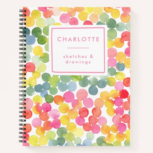 Schattigee Waterverf bubbels kleurrijke naam schet Notitieboek (Voorkant)