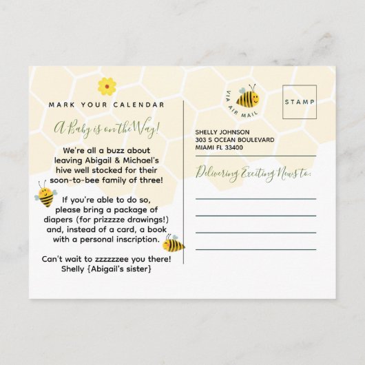 👶🐝Schattigee Waterverf Bumble Bee Budget Baby sh Briefkaart (Achterkant)