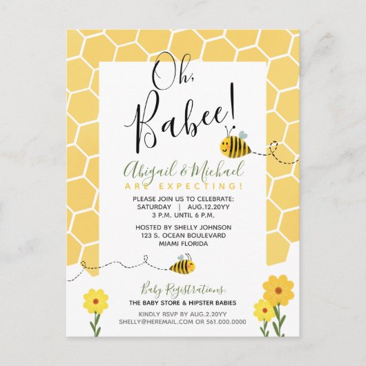 👶🐝Schattigee Waterverf Bumble Bee Budget Baby sh Briefkaart (Voorkant)