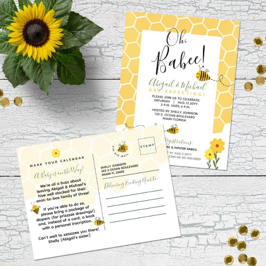 👶🐝Schattigee Waterverf Bumble Bee Budget Baby sh Briefkaart