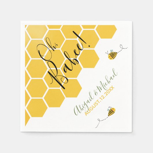 Schattigee Waterverf Bumble Bee Theme Baby shower Servet (Voorkant)