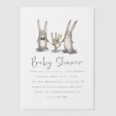 Schattigee Waterverf Bunnies Baby shower Vellum Uitnodigingen (Voorkant)
