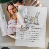 Schattigee Waterverf Bunnies Baby shower Vellum Uitnodigingen
