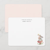 Schattigee waterverf Bunny Baby meisje Bedankkaart (Voorkant / Achterkant)