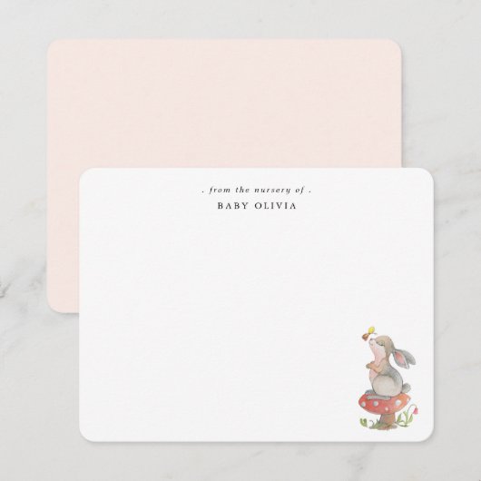 Schattigee waterverf Bunny Baby meisje Bedankkaart (Voorkant / Achterkant)