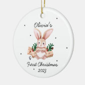 Schattigee Waterverf Bunny Baby's Eerste Kerstmis Keramisch Ornament (Links)