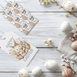 Schattigee waterverf Bunny Easter aanpasbaar Cadeaulabel