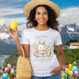 Schattigee waterverf Bunny Easter Aanpasbaar Meisj T-shirt