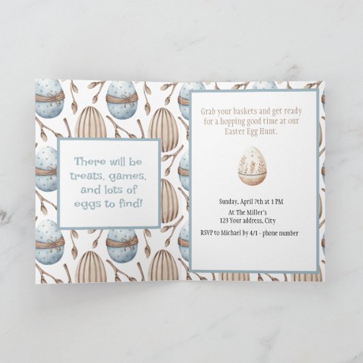 Schattigee waterverf Bunny Easter Egg Hunt gevouwe (Binnen)