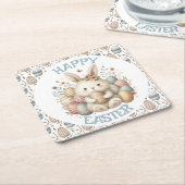Schattigee waterverf Bunny Easter Kartonnen Onderzetters (Schuin)
