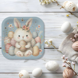 Schattigee waterverf Bunny Easter Papieren Bordje