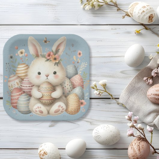 Schattigee waterverf Bunny Easter Papieren Bordje