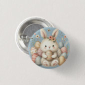 Schattigee waterverf Bunny Easter Ronde Button 3,2 Cm (Voorkant /achterkant)
