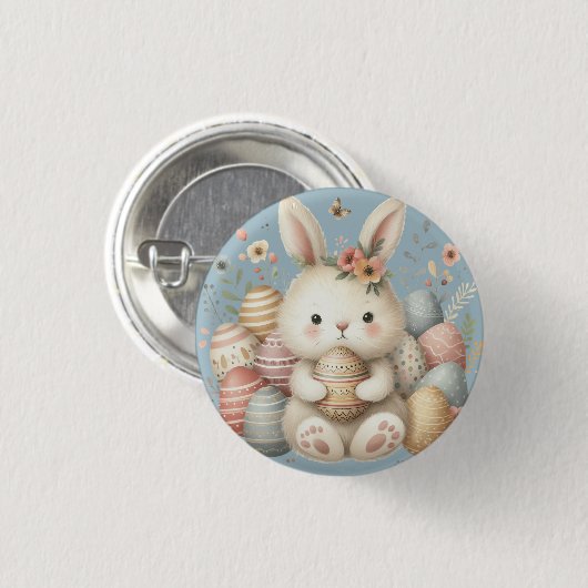 Schattigee waterverf Bunny Easter Ronde Button 3,2 Cm (Voorkant /achterkant)