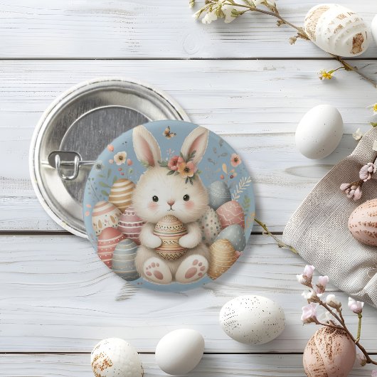 Schattigee waterverf Bunny Easter Ronde Button 3,2 Cm