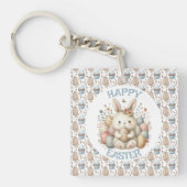 Schattigee waterverf Bunny Easter Sleutelhanger (voorkant)