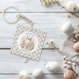 Schattigee waterverf Bunny Easter Sleutelhanger