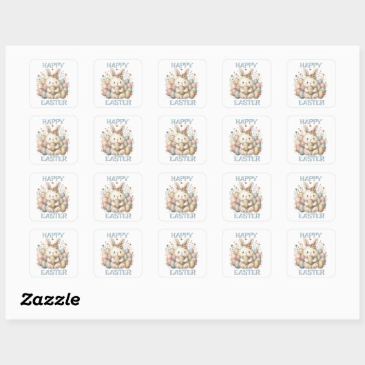 Schattigee waterverf Bunny Easter Vierkante Sticker (Vel)