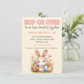 Schattigee Waterverf Bunny Egg Hunt en Paasbrunch Kaart (Staand voorkant)