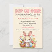 Schattigee Waterverf Bunny Egg Hunt en Paasbrunch Kaart (Voorkant)