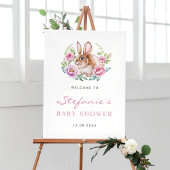 Schattigee Waterverf Bunny en Roze Bloemen Baby sh Poster