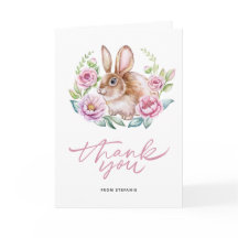 Schattigee Waterverf Bunny en Roze Bloemen Krans