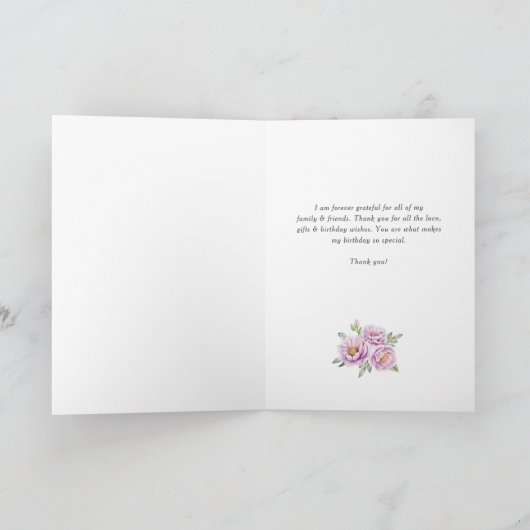 Schattigee Waterverf Bunny en Roze Bloemen Krans Bedankkaart (Binnen)