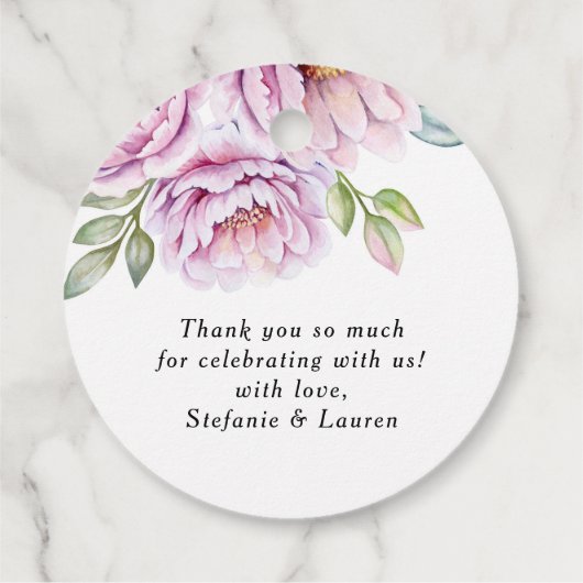 Schattigee Waterverf Bunny en Roze Bloemen Verjaar Bedankjes Labels (Achterkant)