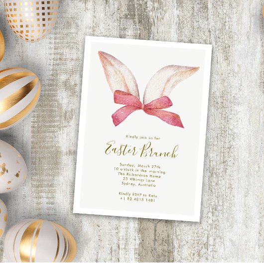 Schattigee Waterverf Bunny Floral Easter Brunch Kaart