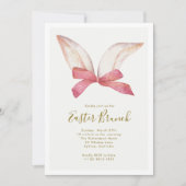 Schattigee Waterverf Bunny Floral Easter Brunch Kaart (Voorkant)