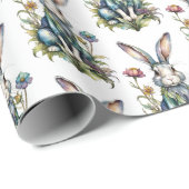 Schattigee Waterverf Bunny Floral Easter Cadeaupapier (Rol Hoek)