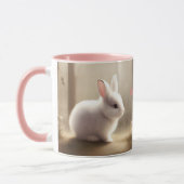 Schattigee Waterverf Bunny Gepersonaliseerde Naam  Mok (Links)