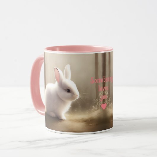 Schattigee Waterverf Bunny Gepersonaliseerde Naam  Mok (Voorkant links)