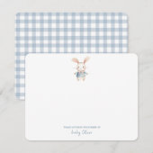 Schattigee Waterverf Bunny Gingham Flat Dank u Bedankkaart (Voorkant / Achterkant)