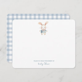 Schattigee Waterverf Bunny Gingham Flat Dank u Bedankkaart