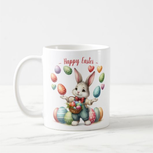Schattigee Waterverf Bunny Juggling Easter Eggs He Koffiemok (Links)