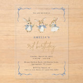 Schattigee Waterverf Bunny Kind Paasfeest Acryl Uitnodigingen (Voorkant)