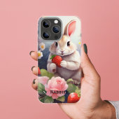 Schattigee Waterverf Bunny met Aardbei & Bloemen Case-Mate iPhone Case